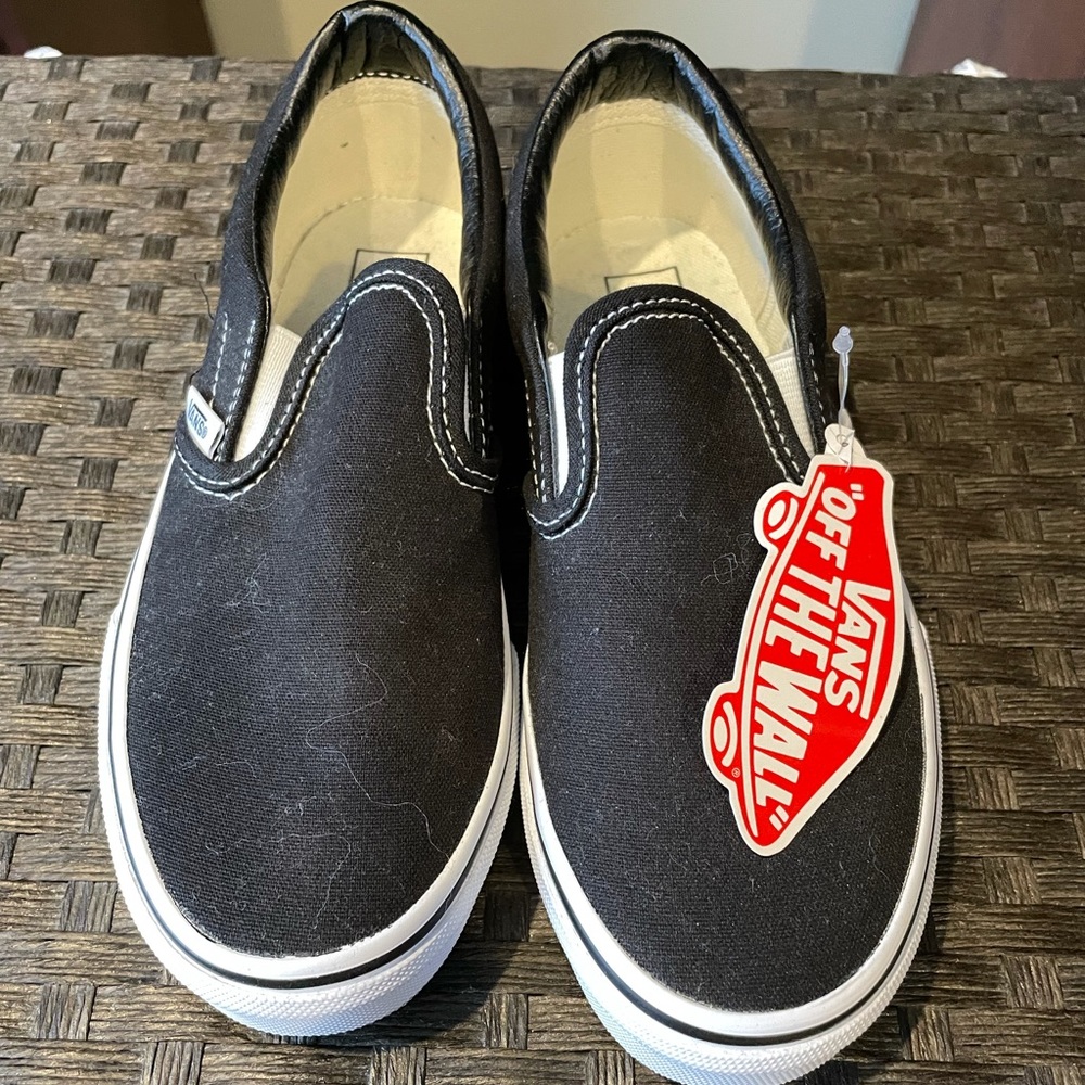 Girls black slip on Vans